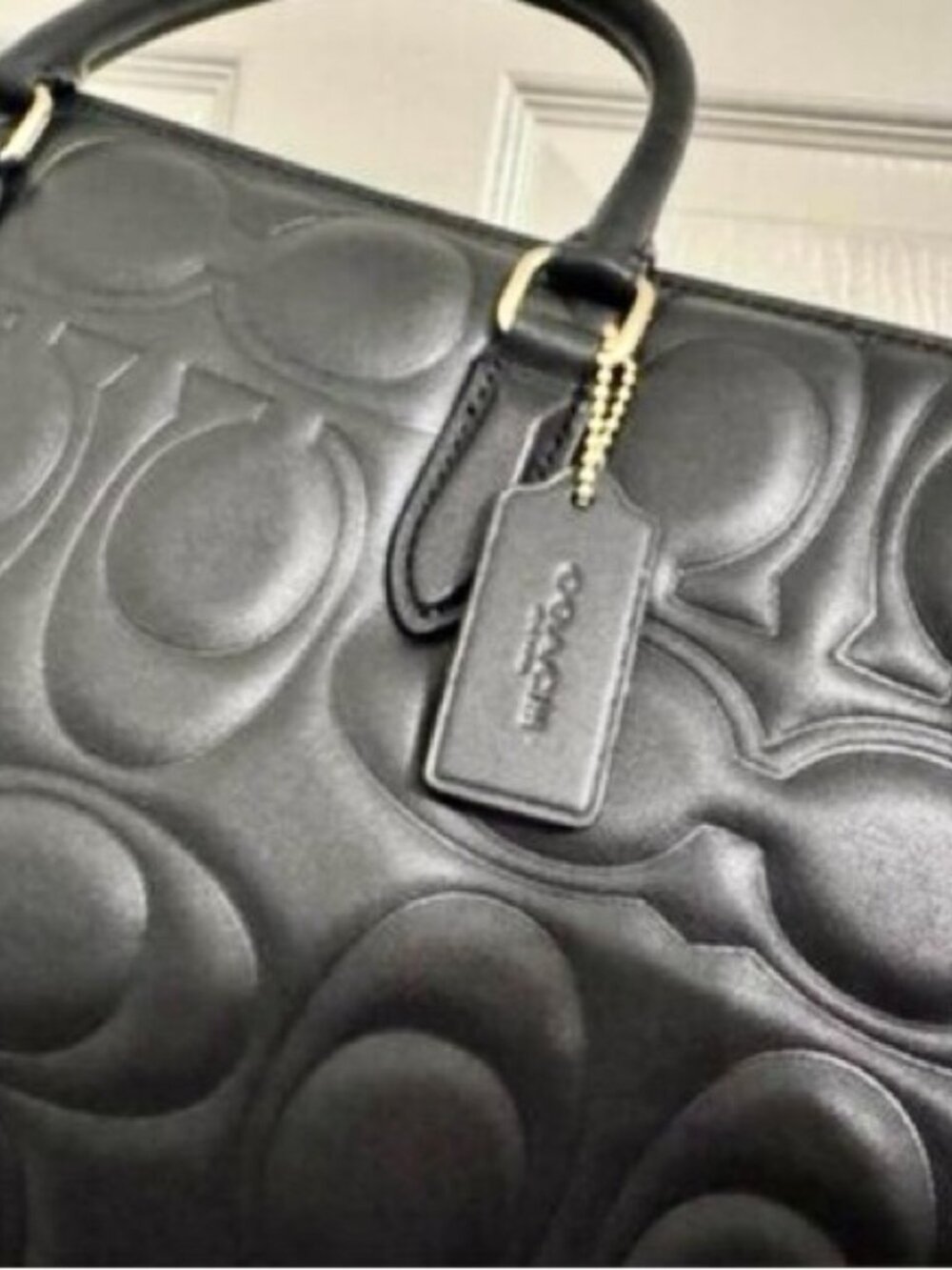 Coach Maggie Black Embossed Tote Bag - Picture 4 of 6